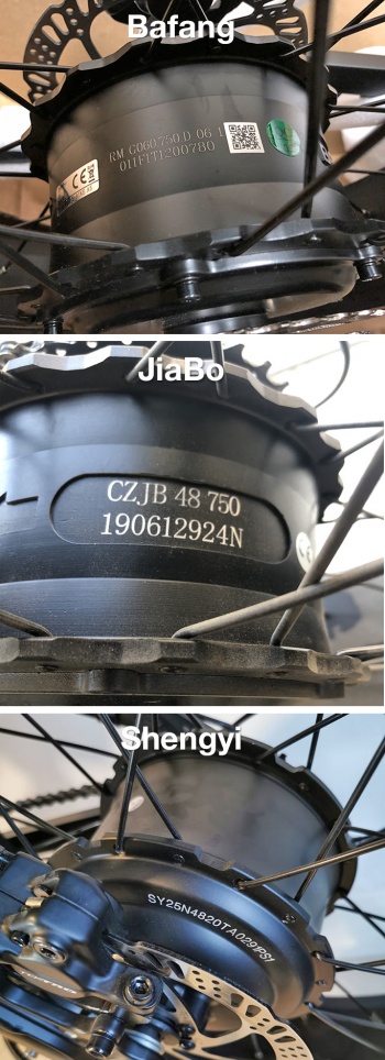 Bafang, JiaBo, Shengyi motors