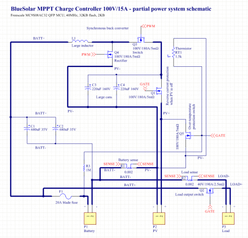 BlueSolar 100-15 charge controller schematic partial.png