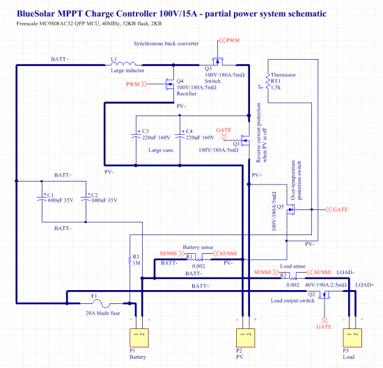 BlueSolar 100-15 charge controller schematic partial.png